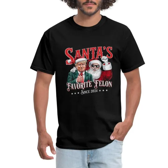 Discover Santa's Favorite Felon Trump Funny Christmas Men's T-Shirt