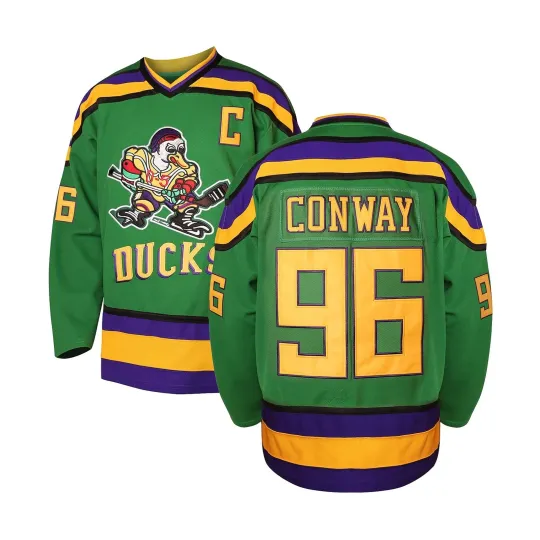 Phoneutrix Charlie Conway #96 Mighty Ducks Movie Hockey Jersey White Green
