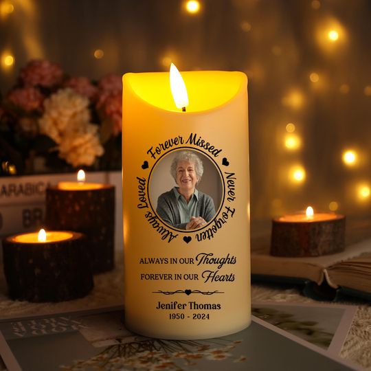 Personalized Photo LED Candle, Custom Photo Sympathy Candle, Bereavement Gifts For Family, Custom Photo Remembrance Gift for Loss of family