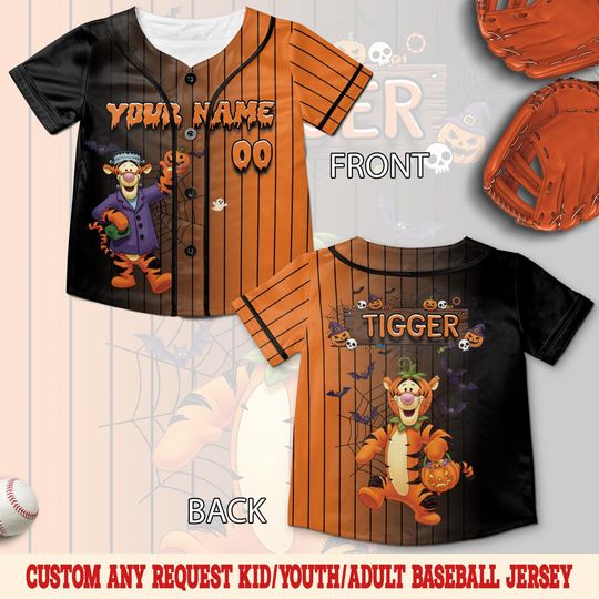 Discover Custom Disney Winnie the Pooh Halloween Baseball Jersey, Custom Disney Jersey
