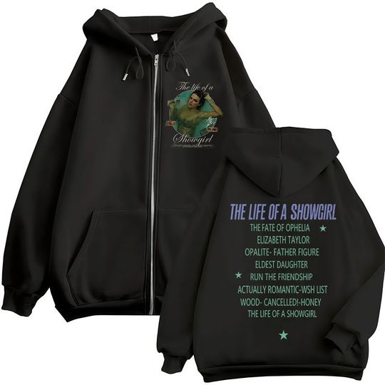 Discover The Life of A Showgirl Album Cover Zipper Hoodies Men Women Harajuku Hip Hop Zip Up Sweatshirts Casual Fleece Jackets Streetwear
