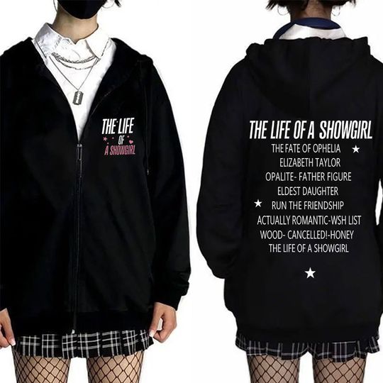 Discover The Life of A Showgirl Zipper Hoodie 2025 New Album Fans Gift Men Women Fashion Oversized Zip Up Jacket Unisex Zip Up Sweatshirt