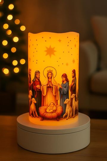 Discover Nativity Flameless LED Candle: Holy Family, Three Wise Men Christmas Decor