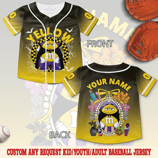 Custom M&M Halloween Character Baseball Jersey, M And M Halloween Jersey