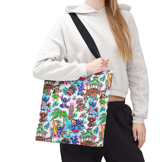 Discover Lilo and Stitch Tote Bag, Disney Beach Bag, Tropical Aloha, Travel Day Tote