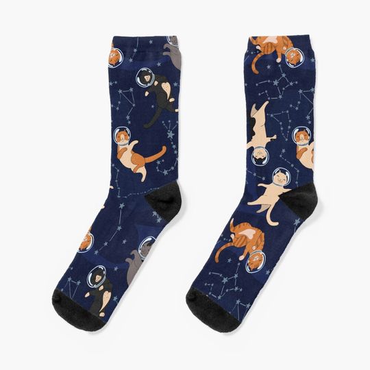 Discover Space Meows Socks