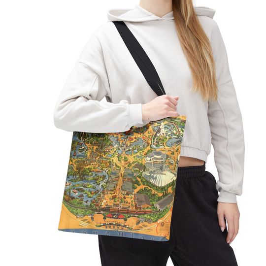 Discover Disneyland Vintage Map Tote Bag, Magic Kingdom Bag, Travel Day Tote, Disney Gift Idea