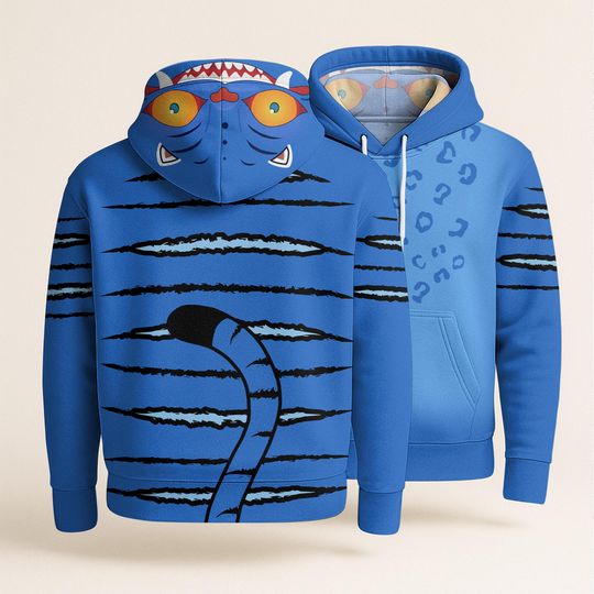 Derpy Tiger Hoodie Funny Tiger Costume Hoodie, Anime Tiger Hoodie, Cosplay Hoodie Outfit, Kpop Merch Sweatshirt, Blue Tiger Shirt Gifts