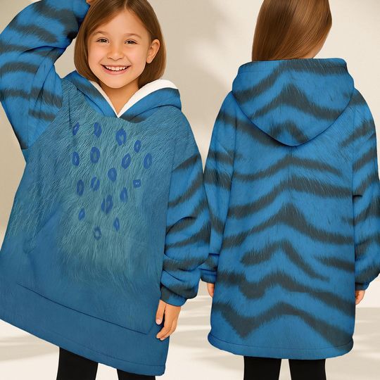 Discover Blue Tiger Costume Blanket Hoodie, Blue Tiger Cosplay Hoodie, Kpop Cosplay Hoodie, Blue Tiger Costume Oversized Hoodie