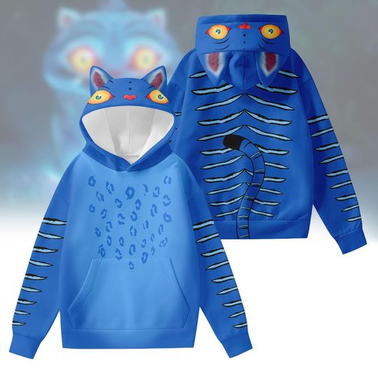Derpy Tiger Cosplay Hoodie, Blue Tiger Hoodie With Ears, Kpop Tiger Costume Hoodie, Tiger Movie Ears Hoodie, Movie Shirt,Halloween Gift