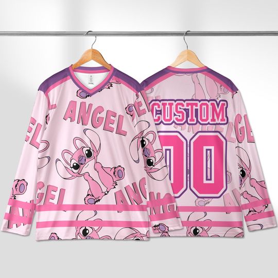 Discover Custom Angel Hockey Jersey, Personalized Disney Angel Hockey Shirt, Classic Cartoon Team Outfit, Matching Family Disney Hockey