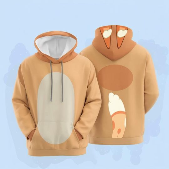 Bingo Costume Hoodie, Bingo Dog Cosplay Hoodie, Bingo Cosplay Hoodie, Orange Heeler Spooky Cosplay, Halloween Gifts