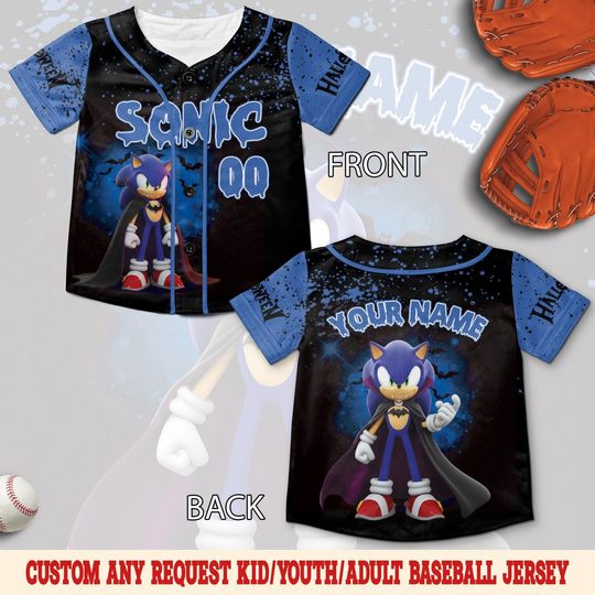 Discover Personalized Sonic Halloween Baseball Jersey, Sonic Hedgehog Trick or Treat Pumpkin Family Halloween Party 2025 Baseball UN2B03