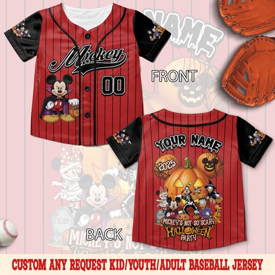 Discover Personalized Disney Mickey & Friends Halloween Baseball Jersey
