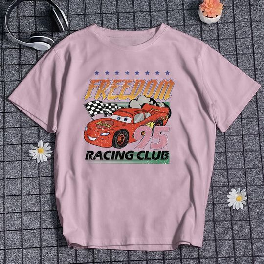 Discover Vintage Lightning T-shirt Funny Cartoon Car Shirt Retro Race Car Shirt Racing Club Shirt Cartoon Park Shirt Vacation Trip Shirt Gift