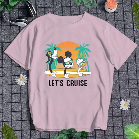 Discover Let's Cruise T-shirt Vintage Mickey Surfing T-shirt Classic Surf Club Shirt Summer Vibes Shirt Cartoon Park Shirt Vacation Trip Shirt Gift