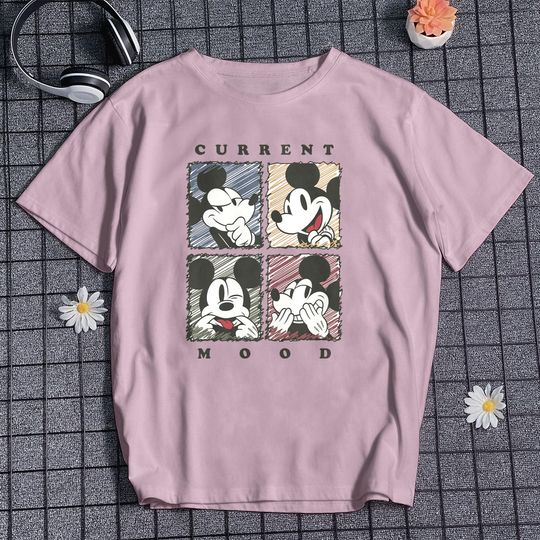Discover Retro Mickey Mouse T-shirt Vintage Mickey Current Mood Shirt Outfit For Cartoon Park Shirt Vacation Trip Shirt Gift