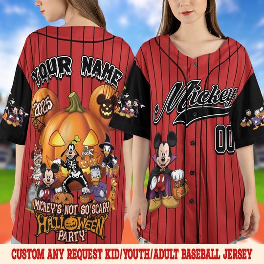 Discover Personalized Disney Mickey & Friends Halloween Baseball Jersey
