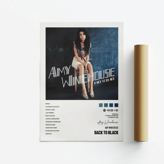 Discover Amy Winehouse, Back to Black Album Art Poster, Print, Music, Tracklist