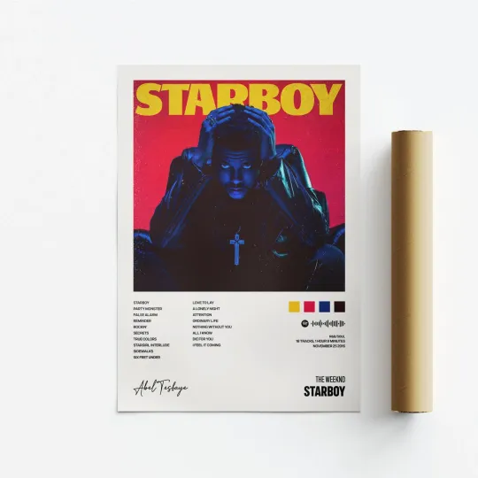 Discover Weeknds, Starboy Album Art Poster, Print, Music, Tracklist