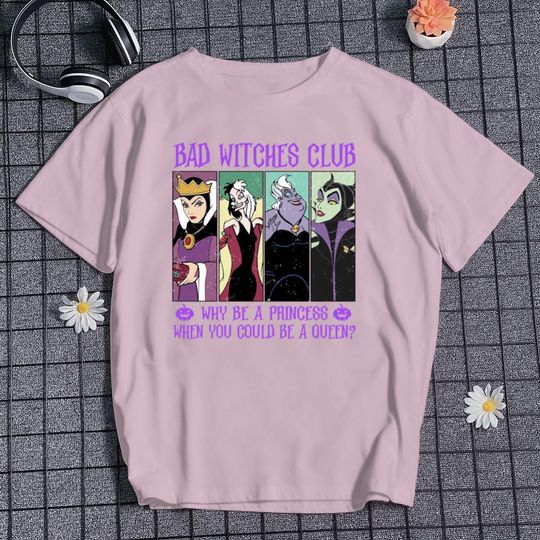 Discover Villains Club T-shirt Bad Witches Club T-shirt Maleficent Shirt For Cartoon Park Shirt Vacation Trip Shirt Birthday Gift