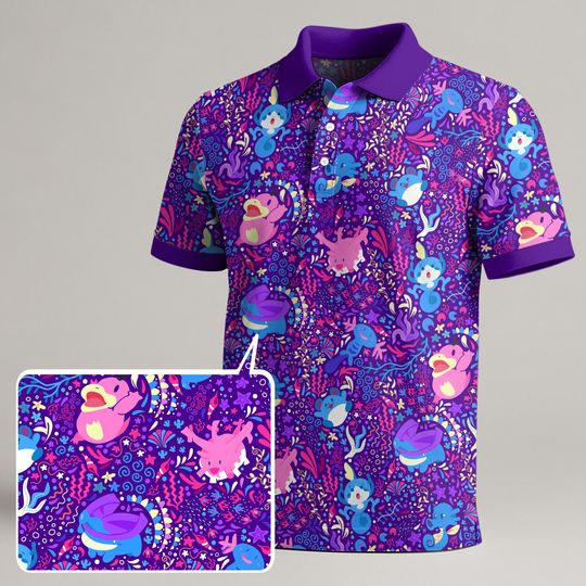 Discover Psyduck and Wooper Polo Shirt, Funny Cute Summer Shirt, Kawaii Polo for Men and Women, Colorful Trendy Shirt, Unique Gift Idea