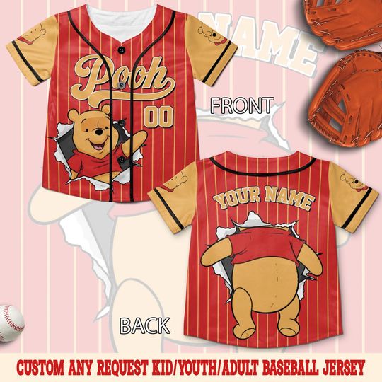 Discover Customized Winnie The Pooh Baseball Jersey, Disney Pooh Halloween Baseball Jersey