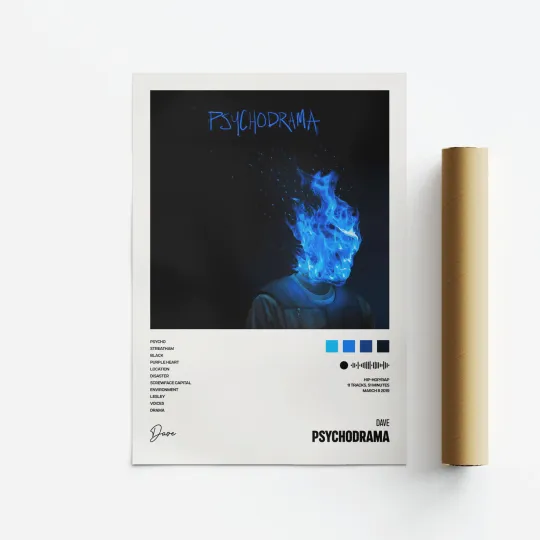 Discover Dave, Psychodrama, Album Art Poster, Print, Music, Tracklist
