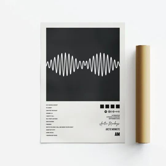 Arctic Monkeys AM Album Art Poster, Music Tracklist Vertical Print