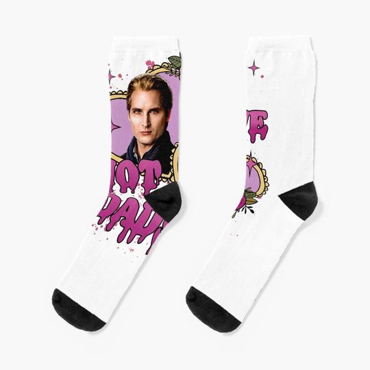 I Love Hot Dads Charlie Swan Carlisle Cullen Socks