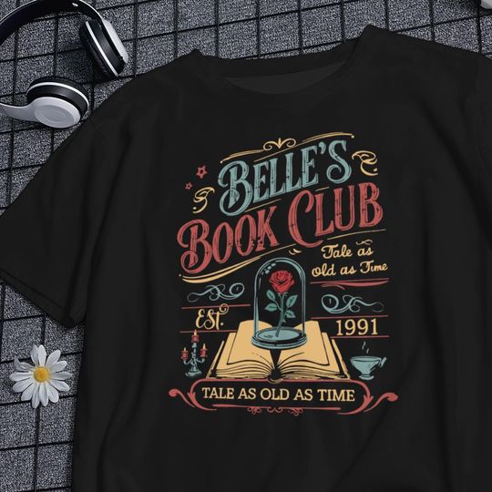 Discover Belle's Book Club Vintage Retro Unisex T-shirt, Tale As Old As Time Tee, Belles Book Cafe Shirt, Belle Princess Book Tee, Book Lover Gift