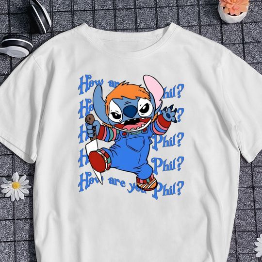 Discover Stitch Horror Unisex T-shirt, Stitch Halloween Kids T-shirt, Stitchucky Cosplay Shirt, Horror Movie Shirt, Halloween Gift Shirt