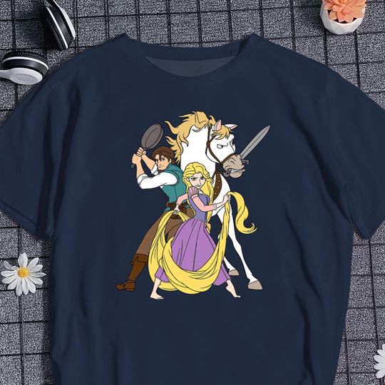 Discover Tangled Unisex T-shirt Lost Princess Rapunzel Kids T-shirt Cute Horse Prints T-shirt Vacation Trip Shirt And Family Trip Shirt Birthday Gift