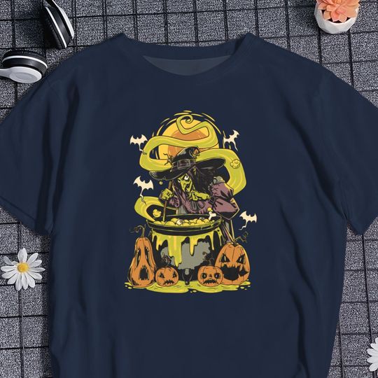 Discover Witch Halloween Unisex T-shirt Spooky Season Kids T-shirt Cartoon Horror T-shirt Retro Witch Tee Fall Spooky Shirt Family Trip Shirt Gift