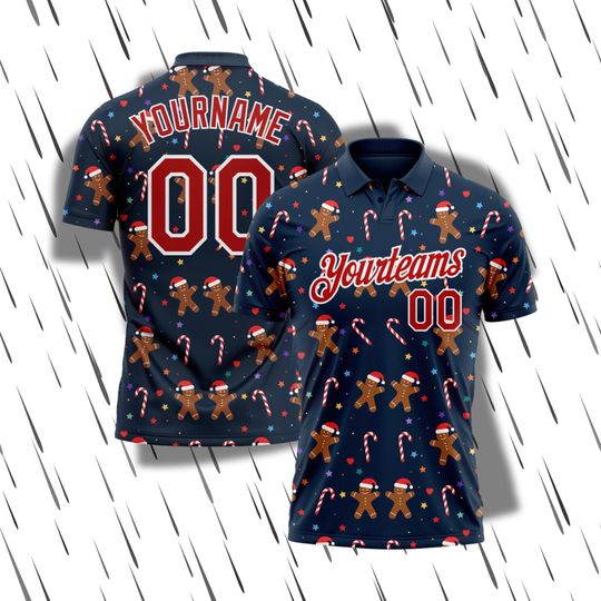 Discover Custom Christmas Baseball Jersey with Gingerbread & Candy Cane Design Personalized