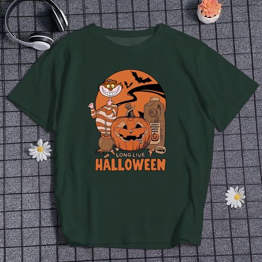 Discover Cheshire Cat Halloween Unisex T-shirt Vintage Halloween Shirt Spooky Cat Shirt Gifts