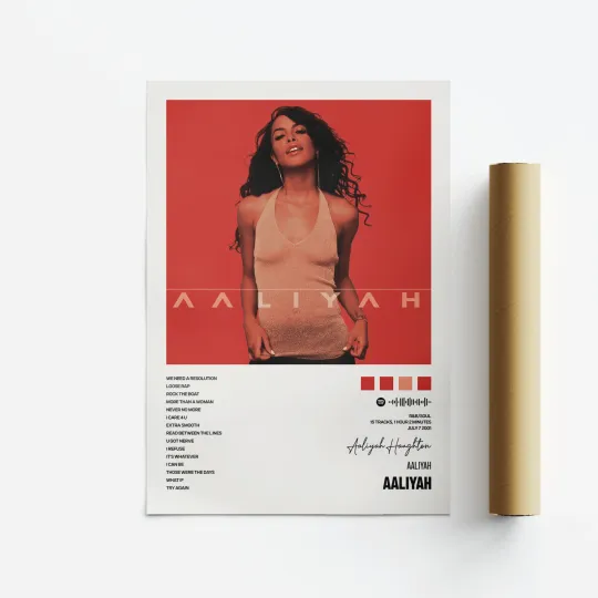 Aaliyah Album Art Poster - Music Print with Tracklist - Vertical Matte Poster
