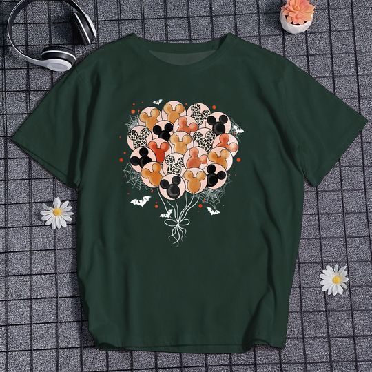 Discover Mickey Balloon T-shirt Retro Mickey And Friends Leopard Balloon Shirts Mickey Ears Tee Halloween Gifts