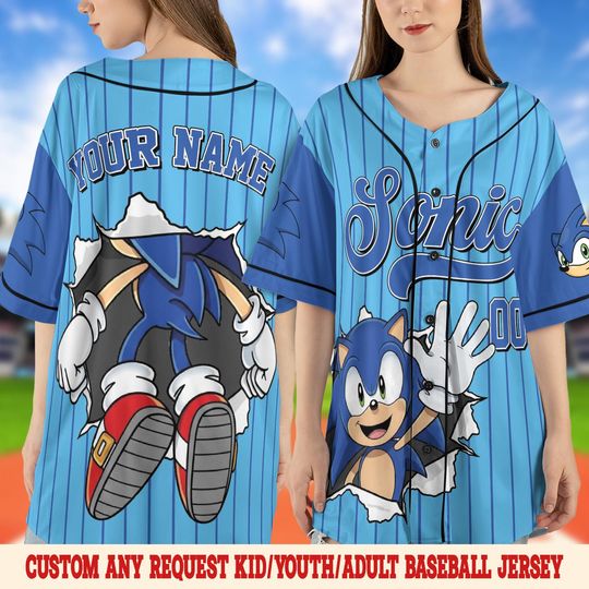 Discover Custom Sonic Halloween Baseball Jersey, Sonic the Hedgehog Jersey, Halloween Outfit for Fans, Disney Halloween Baseball Jersey SLZW16