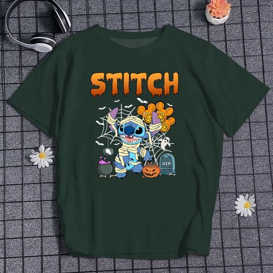 Discover Stitch Shirt, Cute The Mummy Shirt, Vintage Halloween Unisex T-Shirt, Family Trip Matching Tee, Halloween Gifts