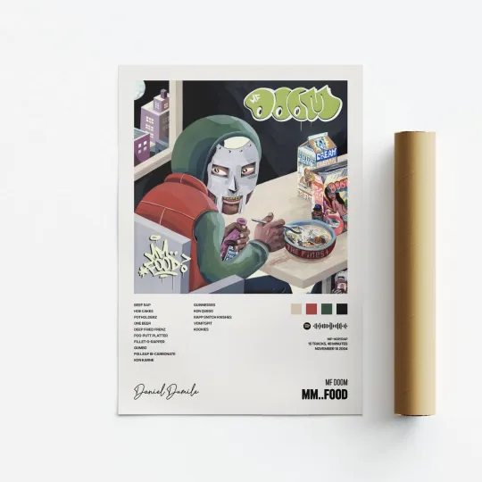 Discover MF Dooom Food Album Art Poster Vertical Print Music Tracklist