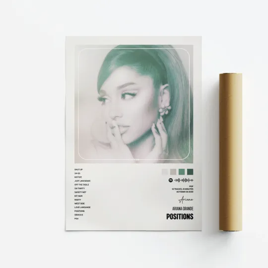 Ariana - Positions Album Art Poster, Music Tracklist, Vertical Premium Matte Poster