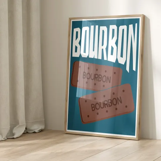 Discover Bourbon Biscuit Poster Kitchen Wall Art Retro Food Decor Vertical Print