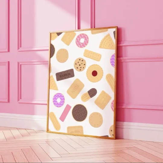 Discover Biscuit Variety Print Kitchen Wall Art Retro Poster Vertical Decor