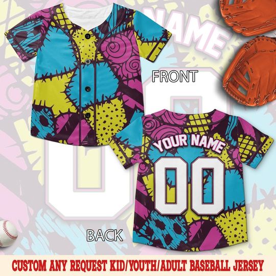 Discover Custom Nightmare Before Christmas Baseball Jersey, Sally Halloween Costume Cosplay Jersey