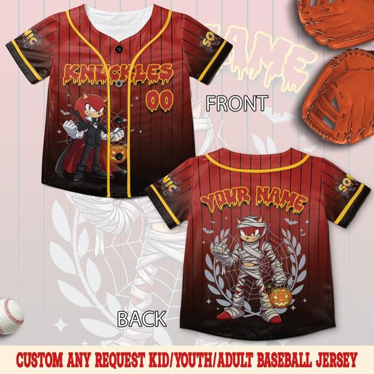 Discover Custom Sonic Halloween Baseball Jersey, Sonic the Hedgehog Jersey, Halloween Outfit for Fans, Disney Halloween Baseball Jersey SLYI03