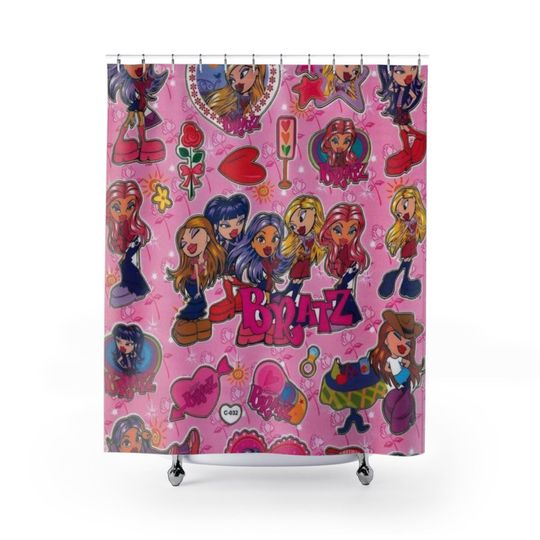 Bratz Inspired Shower Curtain, Colorful Kids Bathroom Decor, Fun Playroom Accessory, Playful Gift for Girls, Cartoon Theme Decoration