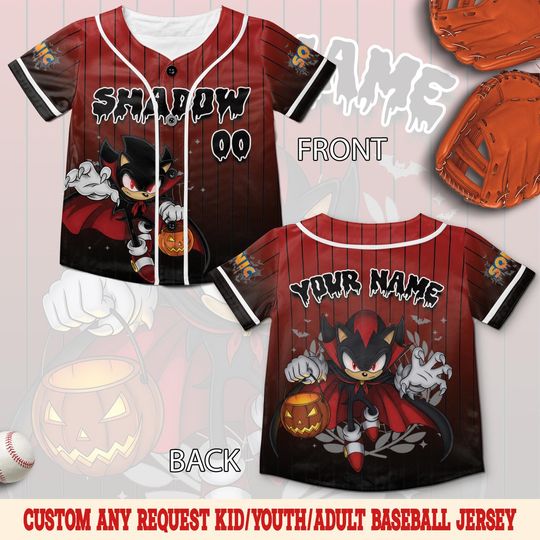 Custom Sonic Halloween Baseball Jersey, Sonic the Hedgehog Jersey