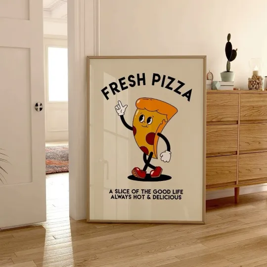 Discover Retro Fresh Pizza Poster Print Food Wall Art Vintage Kitchen Home Decor 2328