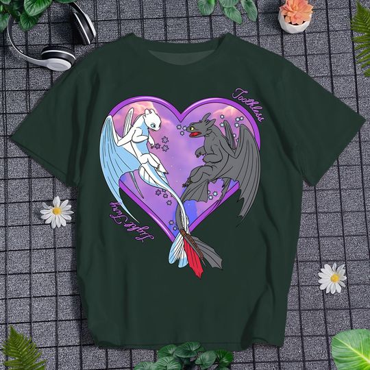 Toothless Shirt, Toothless And Light Fury Comfort Colors Shirt, HTTYD Shirt, Dragon Graphic Shirt, Toothless Dragon Inspired Shirt, Gifts